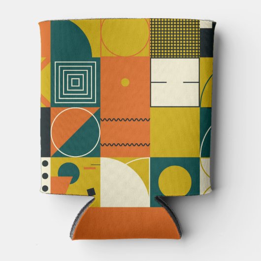 幾何学的なアートワーク：シンプルデザインシェイプ。 缶クーラー (正面)