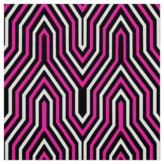 幾何学的なアールデコ-白黒赤紫のピンク ファブリック (見本)