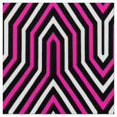 幾何学的なアールデコ-白黒赤紫のピンク ファブリック (クローズアップ)