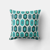 幾何学的なイカットの海のビーチの青 クッション (裏面)