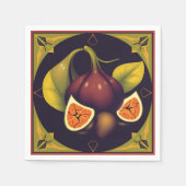 幾何学的なイチジクの実お洒落果とモダン型枠 スタンダードカクテルナプキン (正面)