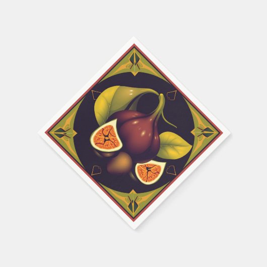 幾何学的なイチジクの実お洒落果とモダン型枠 スタンダードカクテルナプキン (角)