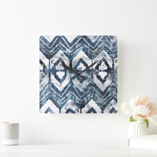 幾何学的なインディゴの抽出- スクエア壁時計 (ホーム)
