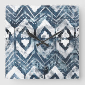 幾何学的なインディゴの抽出- スクエア壁時計 (正面)