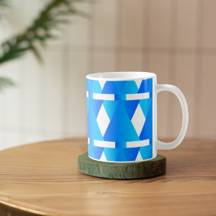 幾何学的なエレガンス:青いダイヤモンドパターンマグカップ コーヒーマグカップ