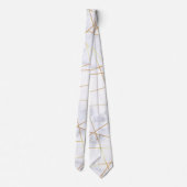 幾何学的なエレガントなひよこの白い大理石のフェイクな金ゴールド ネクタイ (裏面)