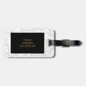 幾何学的なエレガントなひよこの白い大理石のフェイクな金ゴールド ラゲッジタグ (裏面横)