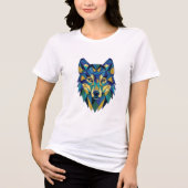 幾何学的なオオカミの頭部の抽象芸術 トライブレンドＴシャツ (正面)