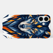 幾何学的なオオカミ 黒とオレンジのポリゴナルアート Case-Mate iPhoneケース (裏面 (横))