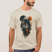幾何学的なオオカミTシャツ|ミニマルな野生生物のグラフィック Tシャツ (正面)