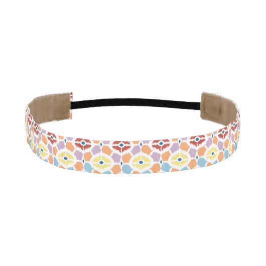 幾何学的なカラフルなダイヤモンドのイカット アスレチックヘッドバンド (正面)