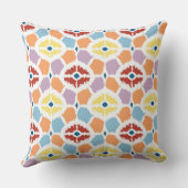 幾何学的なカラフルなダイヤモンドのイカット クッション (裏面)