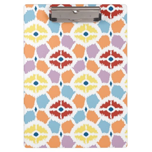 幾何学的なカラフルなダイヤモンドのイカット クリップボード (正面)