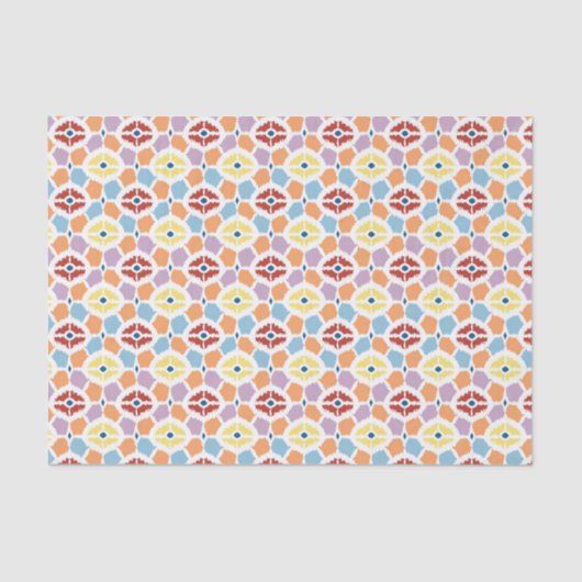 幾何学的なカラフルなダイヤモンドのイカット 薄葉紙 (正面)