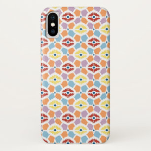 幾何学的なカラフルなダイヤモンドのイカット iPhone X ケース