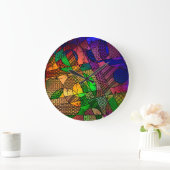 幾何学的なカラフル、レトロパターンとの抽象芸術 ラージ壁時計 (ホーム)