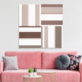 幾何学的なカラーブロックの長方形 - ブラウンとベージュ キャンバスプリント (インサイチュ (リビング))