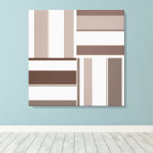 幾何学的なカラーブロックの長方形 - ブラウンとベージュ キャンバスプリント (インサイチュ (ウッドフロア))