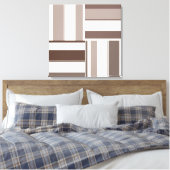 幾何学的なカラーブロックの長方形 - ブラウンとベージュ キャンバスプリント (インサイチュ (寝室))