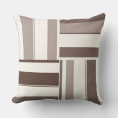 幾何学的なカラーブロックの長方形 - ブラウンとベージュ クッション (正面)