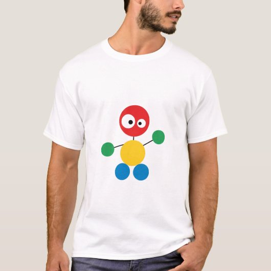 幾何学的なキャラクター - 原色の抽象 Tシャツ (正面)
