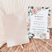 幾何学的なクラシック ピンク ローズ ウェディング レセプション 招待状