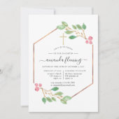 幾何学的なクリスマスの洗礼または命名式 招待状 (正面)