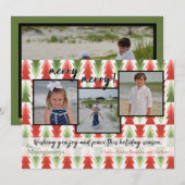 幾何学的なクリスマスツリーの森のフラットホリデーカード シーズンカード (正面/裏面)