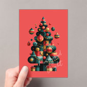 幾何学的なクリスマスツリー アクリル招待状 (インサイチュ (ポータブル))