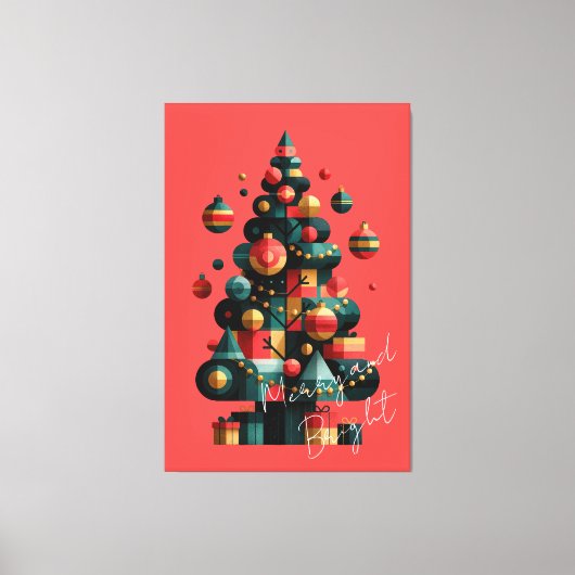 幾何学的なクリスマスツリー キャンバスプリント (正面)