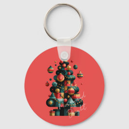 幾何学的なクリスマスツリー キーホルダー