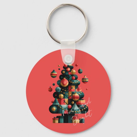 幾何学的なクリスマスツリー キーホルダー (正面)