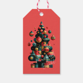 幾何学的なクリスマスツリー ギフトタグ