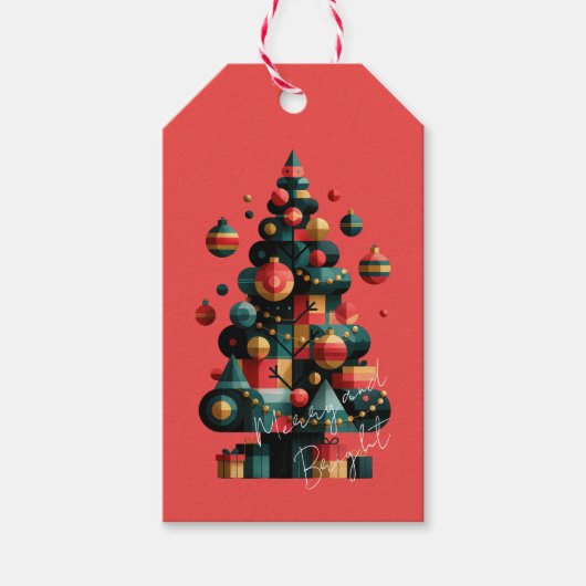 幾何学的なクリスマスツリー ギフトタグ (正面)
