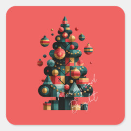 幾何学的なクリスマスツリー スクエアシール