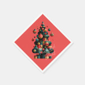 幾何学的なクリスマスツリー スタンダードカクテルナプキン (角)