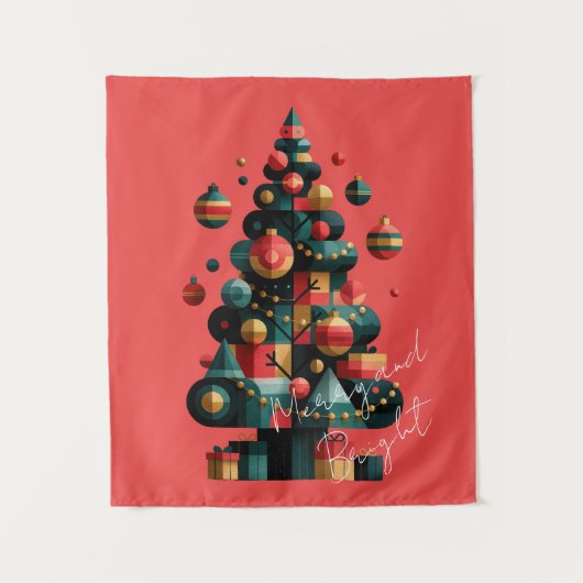 幾何学的なクリスマスツリー タペストリー (正面)