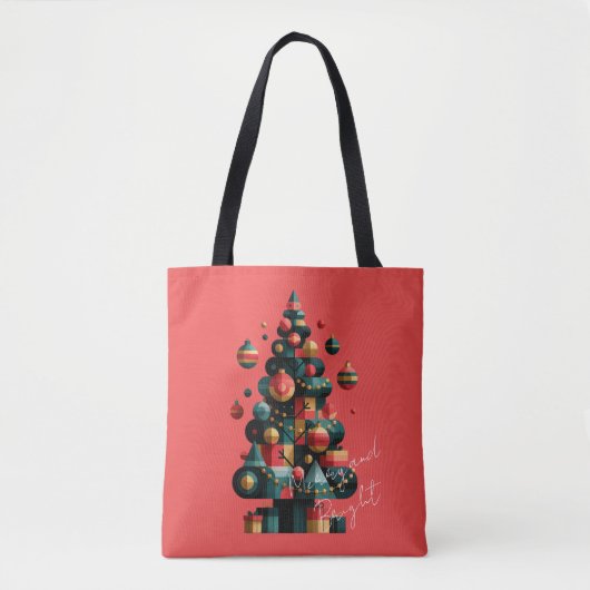 幾何学的なクリスマスツリー トートバッグ (正面)