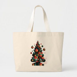 幾何学的なクリスマスツリー ラージトートバッグ