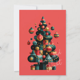 幾何学的なクリスマスツリー 招待状