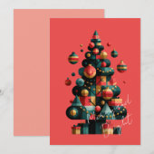 幾何学的なクリスマスツリー 招待状 (正面/裏面)