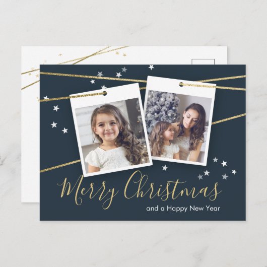 幾何学的なクリスマスデザイン2枚 シーズンポストカード (正面/裏面)