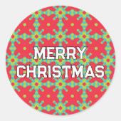 幾何学的なクリスマスパターン - クリスマス ラウンドシール (正面)