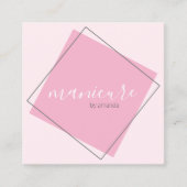 幾何学的なグモダンレーとピンクのマニキュア スクエア名刺 (正面)