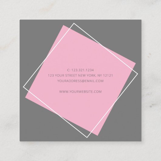 幾何学的なグモダンレーとピンクのマニキュア スクエア名刺 (裏面)
