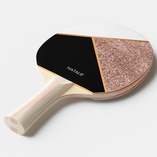 幾何学的なグリッターは上がりました 卓球ラケット (正面アングル)