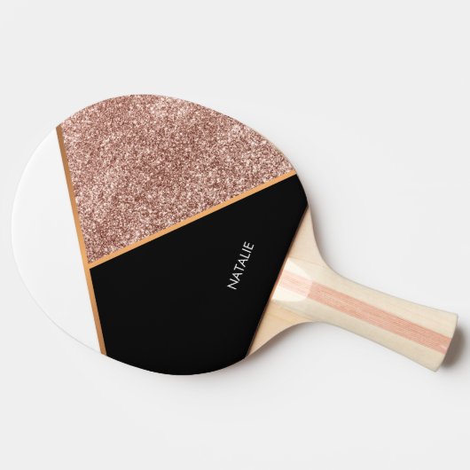 幾何学的なグリッターは上がりました 卓球ラケット (横)