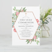 幾何学的なグリーンが美しいクリスマス 初の聖体拝領 招待状 (スタンド正面)