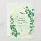 幾何学的なグリーンが美しいユーカリの葉のブライズメイド 招待状 (正面)