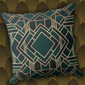 幾何学的なグリーンとゴールド クッション